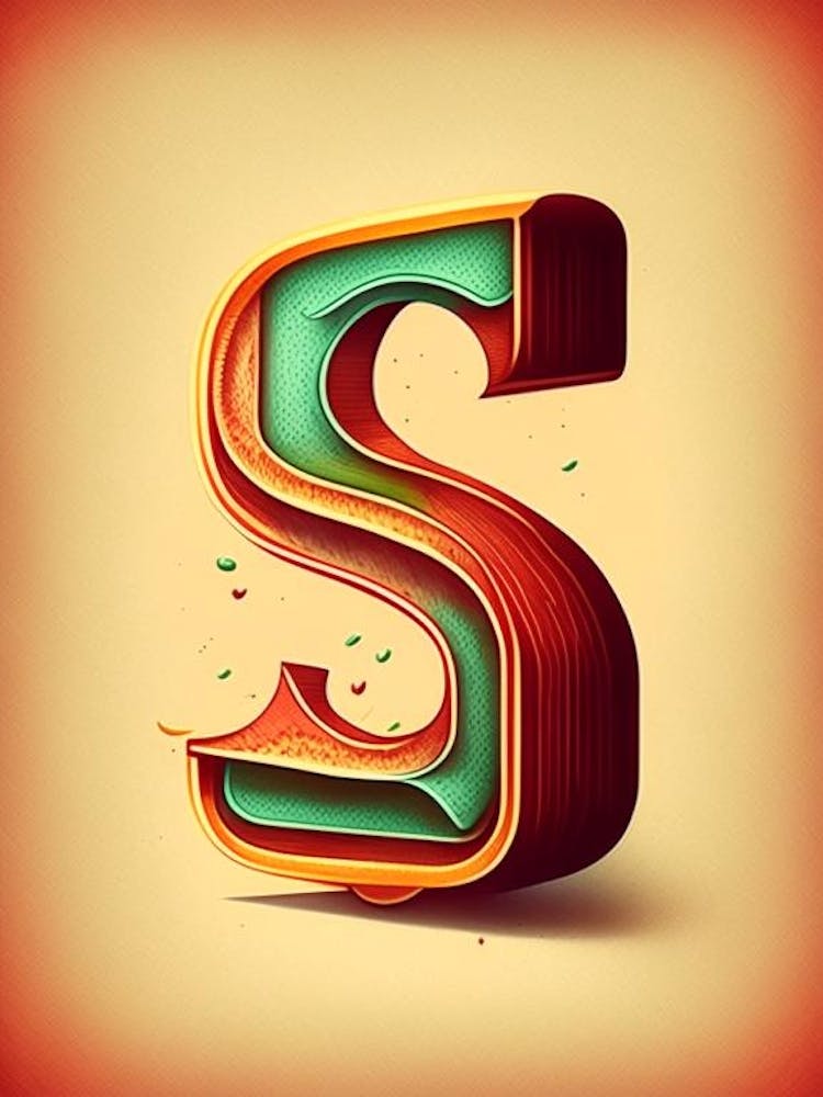 S  Sandwich, Letter, Alphabet Retro Drawing 2