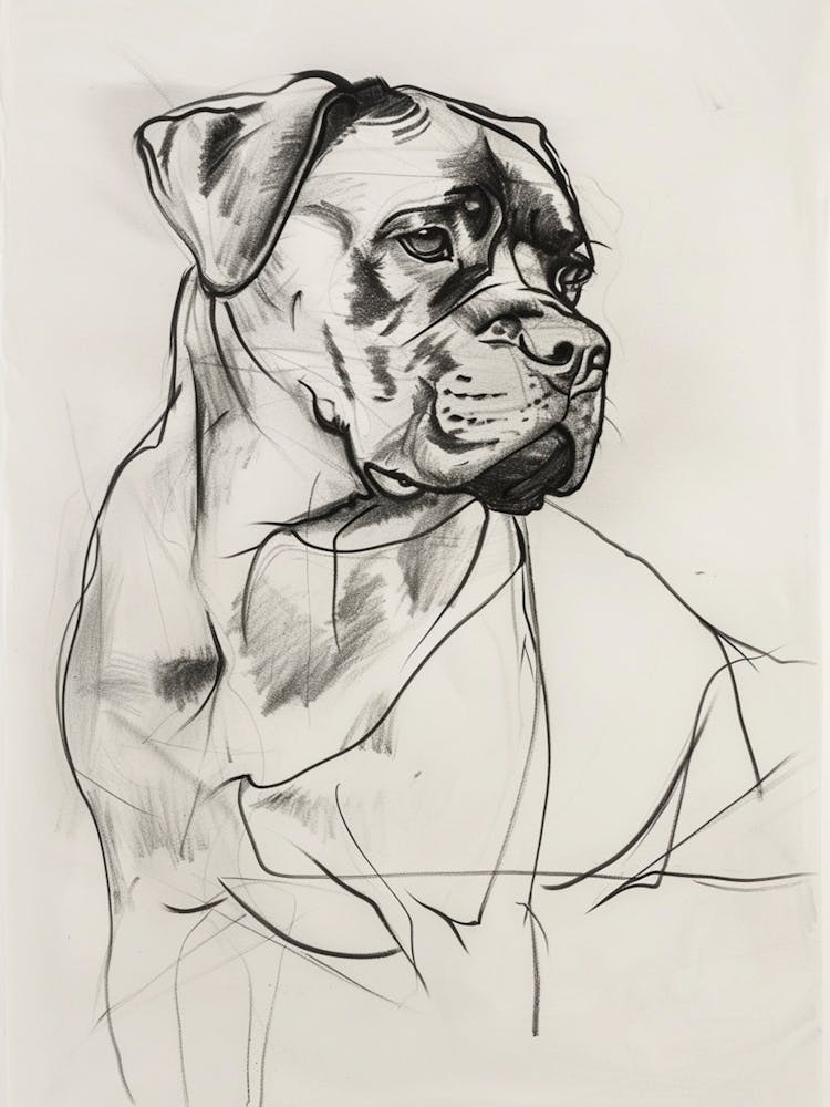 Boxer Dog Charcoal Line