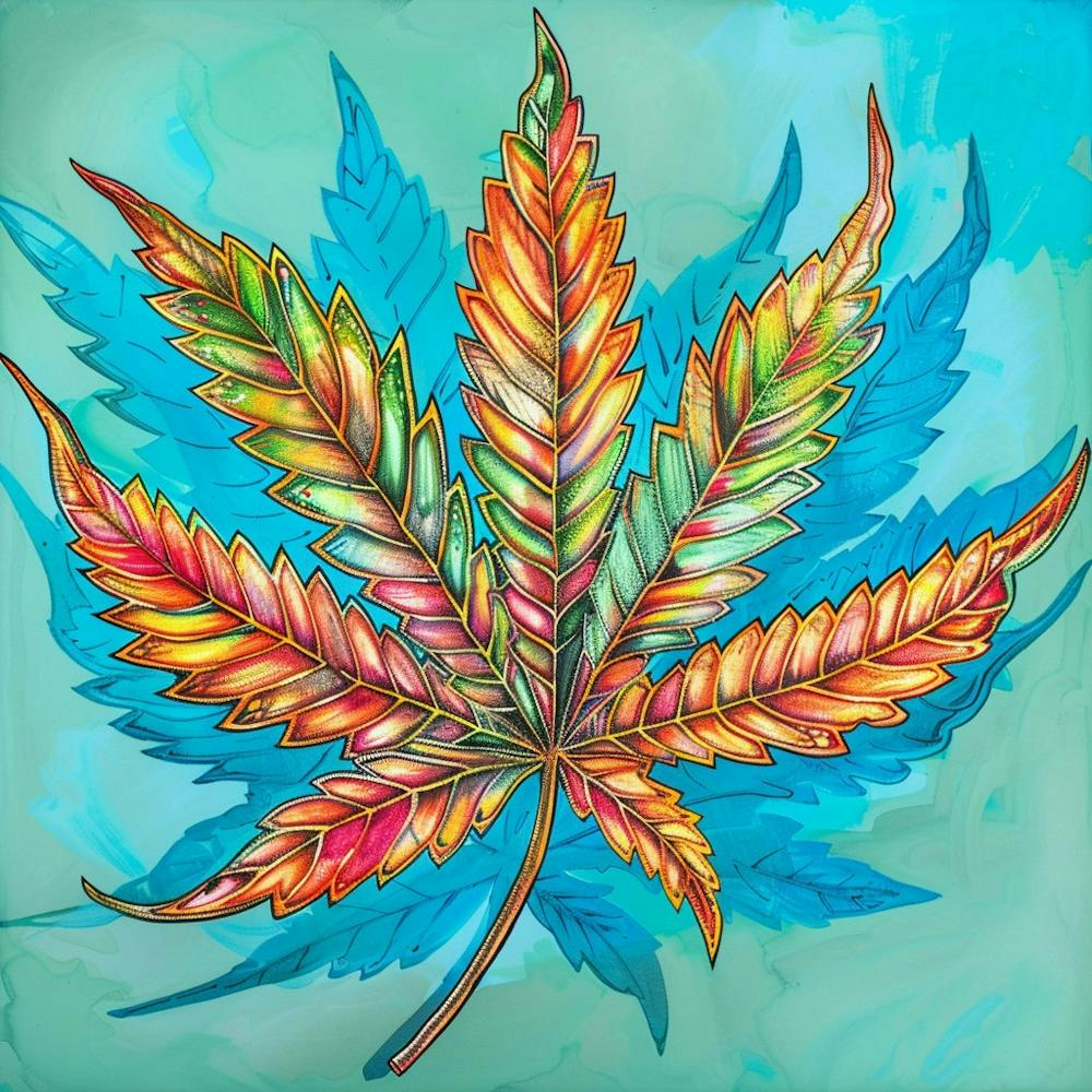 Colorful Marijuana Leaf