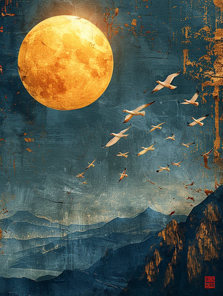 Moon And Birds