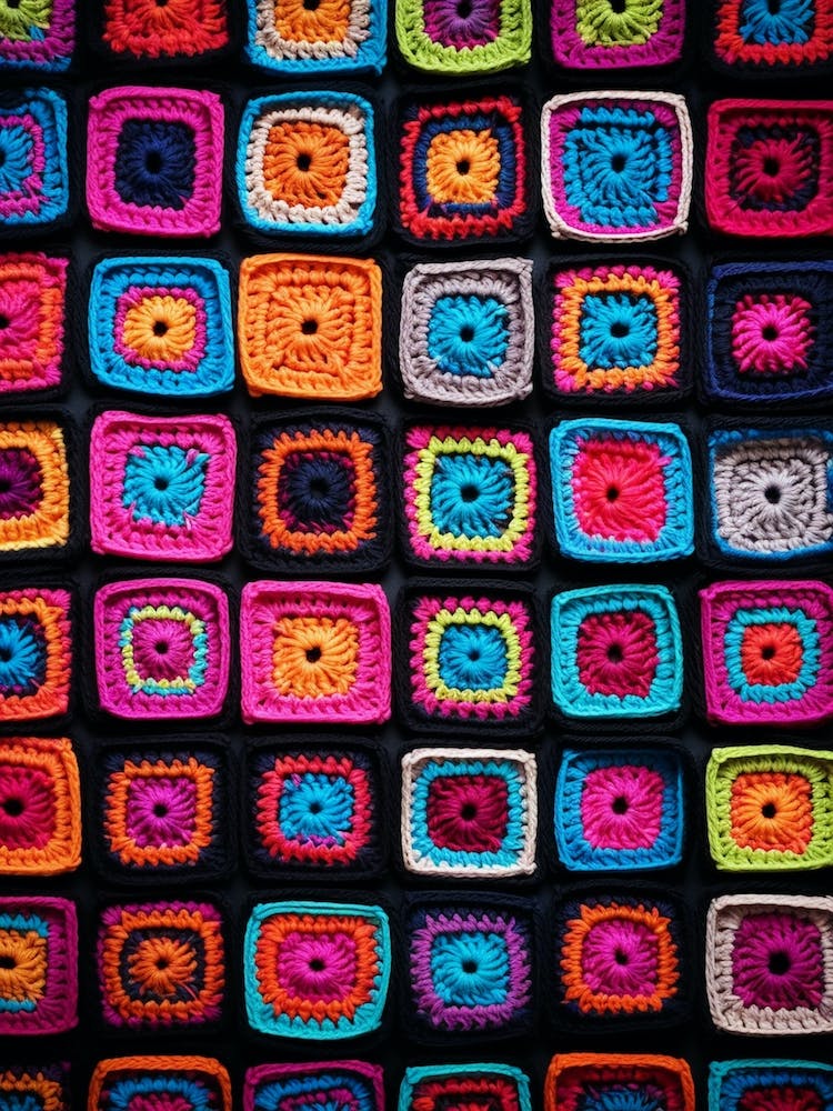 Crochet Granny Square Black
