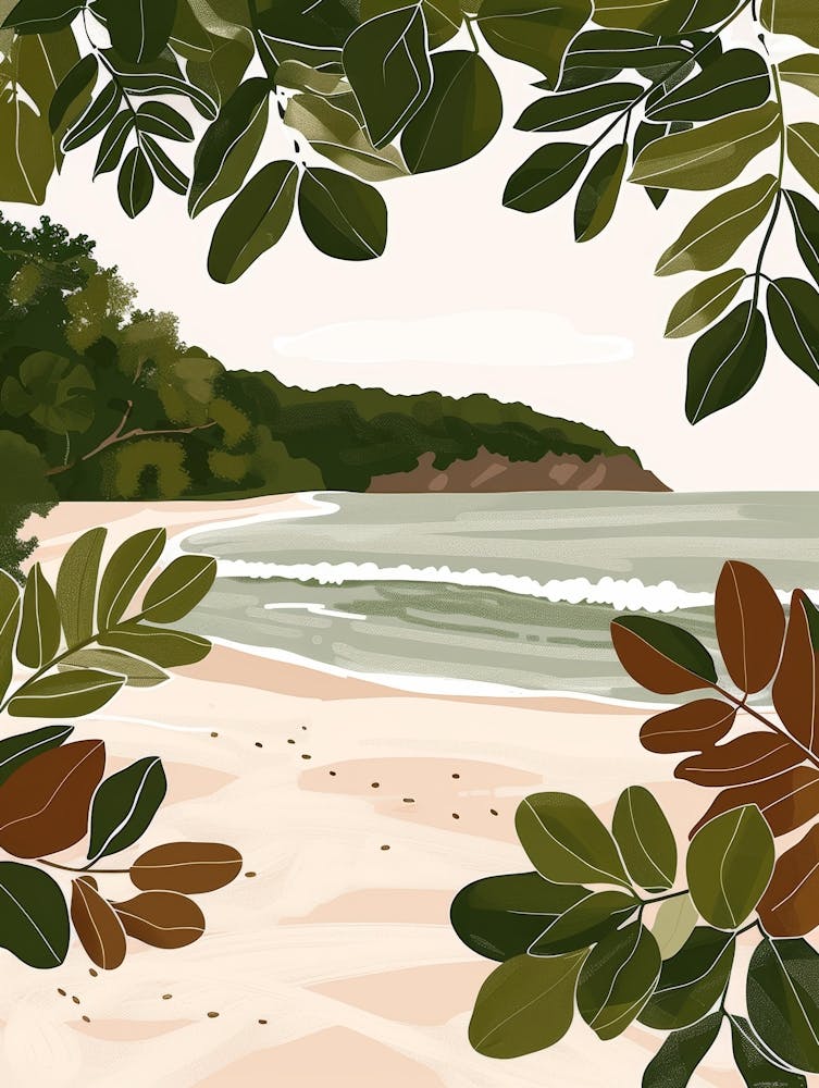 Beach Scene With Leaves