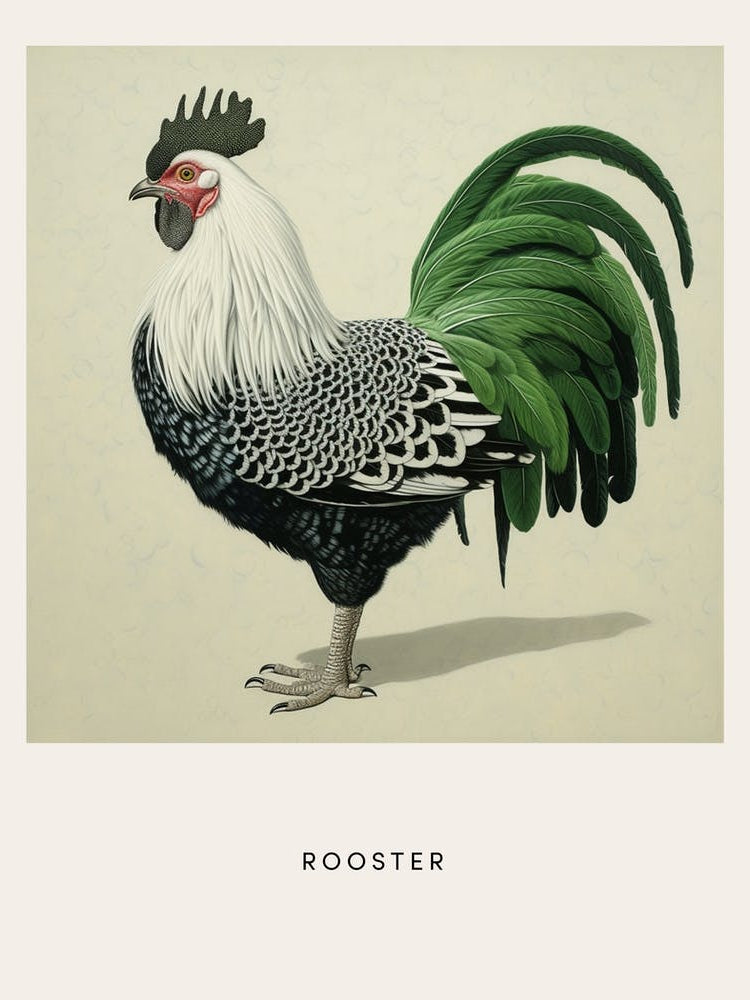 Ohara Koson Inspired Bird Painting Rooster 2 Poster