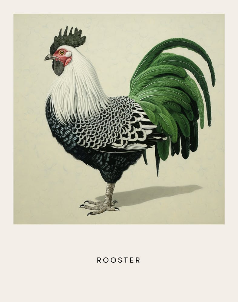 Ohara Koson Inspired Bird Painting Rooster 2 Poster