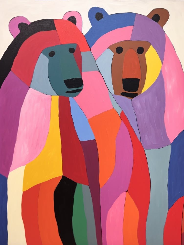 Colourful Kids Animal Art Grizzly Bear 2