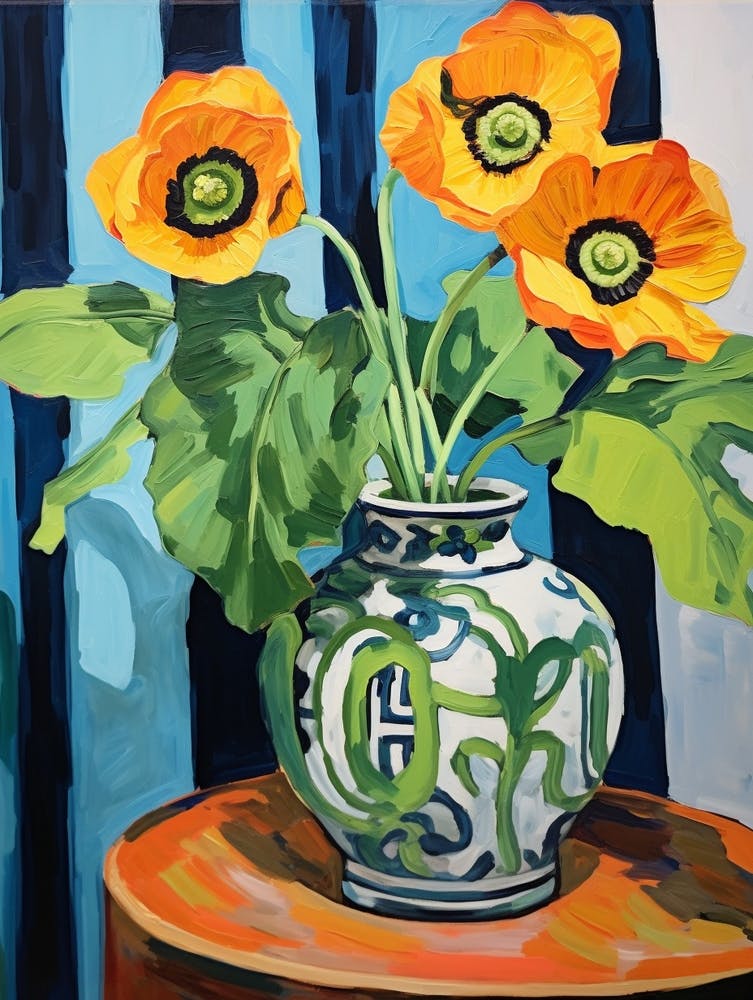 Flowers In A Vase Still Life Painting Poppy 1
