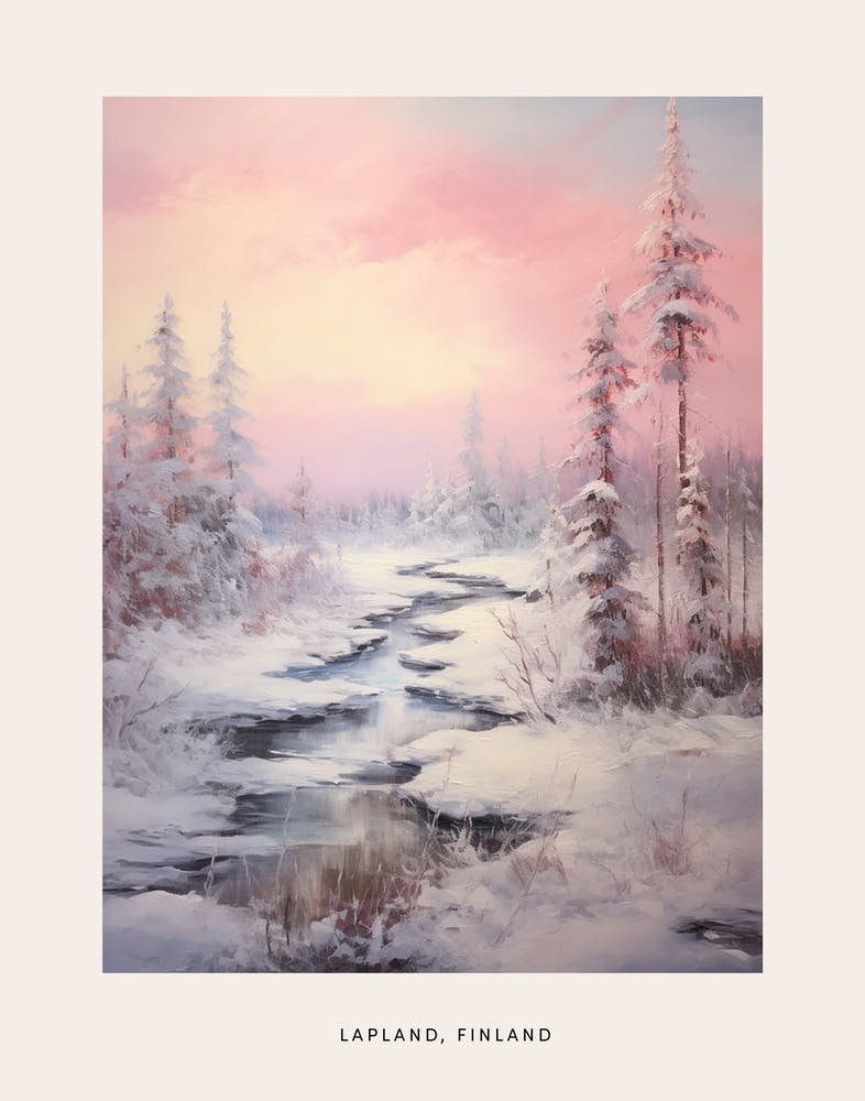 Dreamy Winter Painting Poster Lapland Finland 4