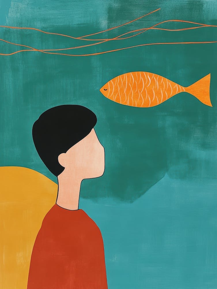 Boy Looking At A Fish