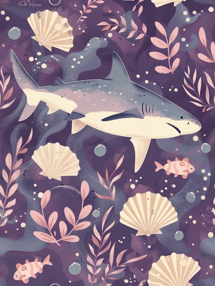 Purple Blacktip Reef Shark Illustration 1
