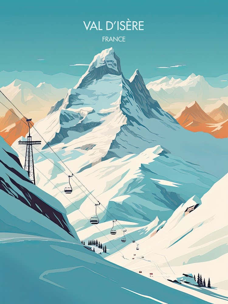 Poster Of Val D Isere   France, Ski Resort Illustration 3