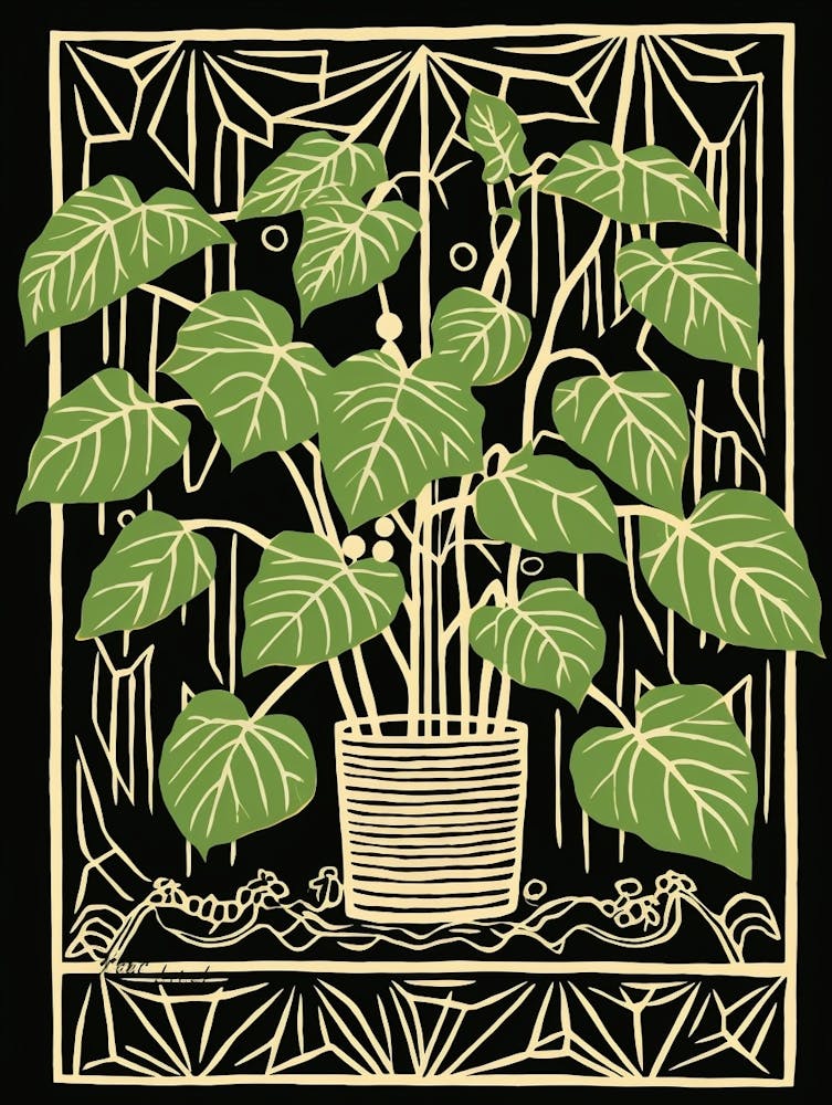 B&W Plant Illustration Philodendron 3