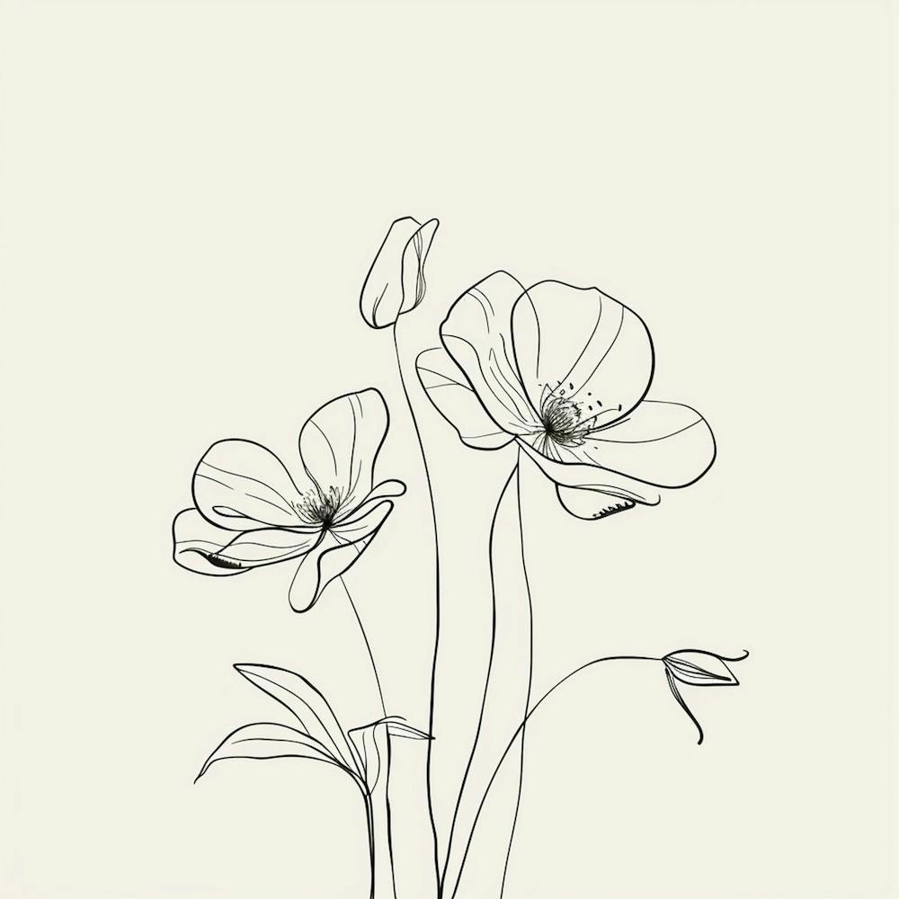 Line Drawing Of Flowers 9