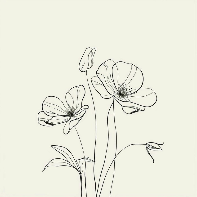 Line Drawing Of Flowers 9