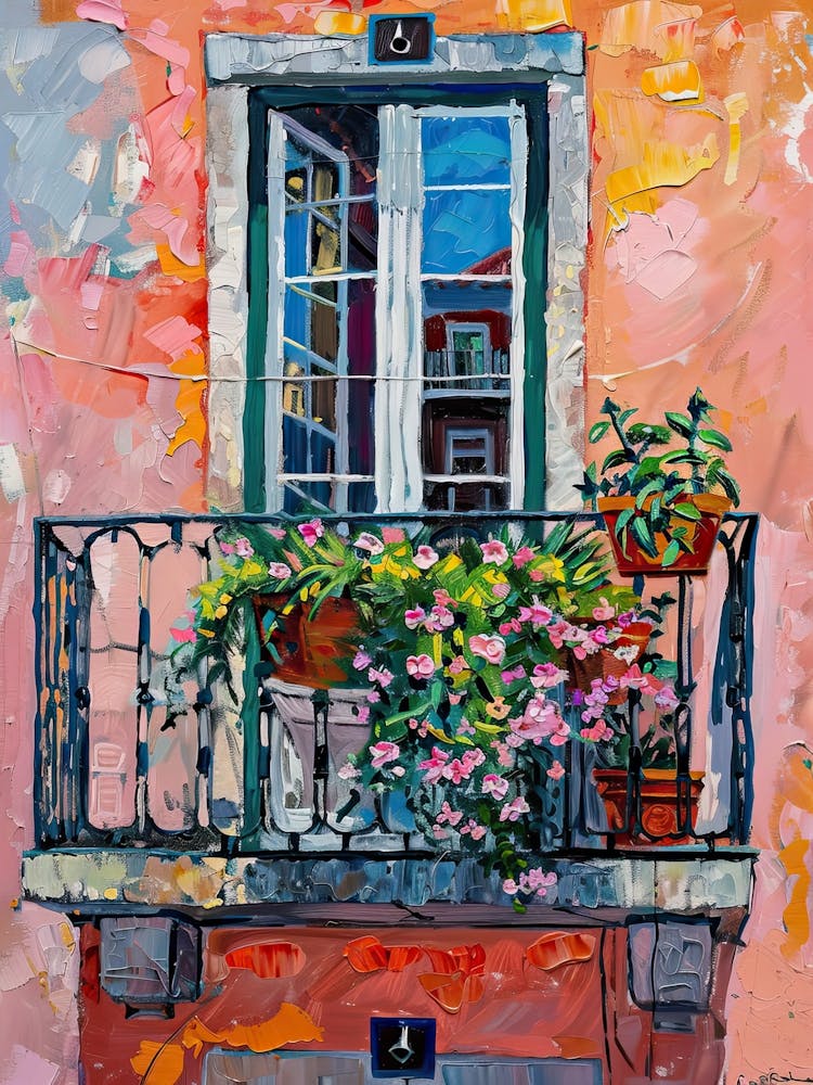 Balcony Painting In Lisbon 4