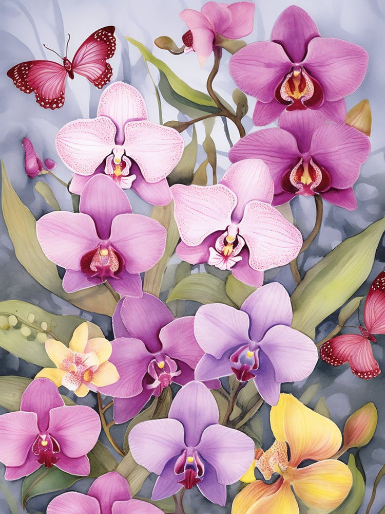 Orchids And Butterflies
