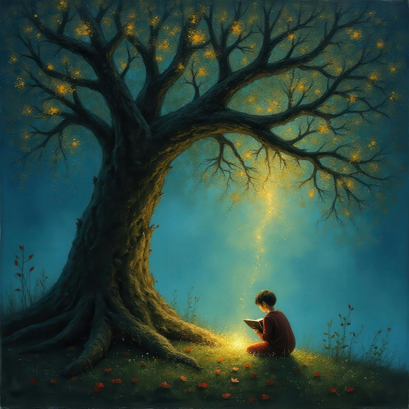 Boy Reading Under A Tree