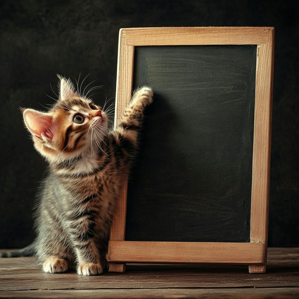Kitten With Chalkboard