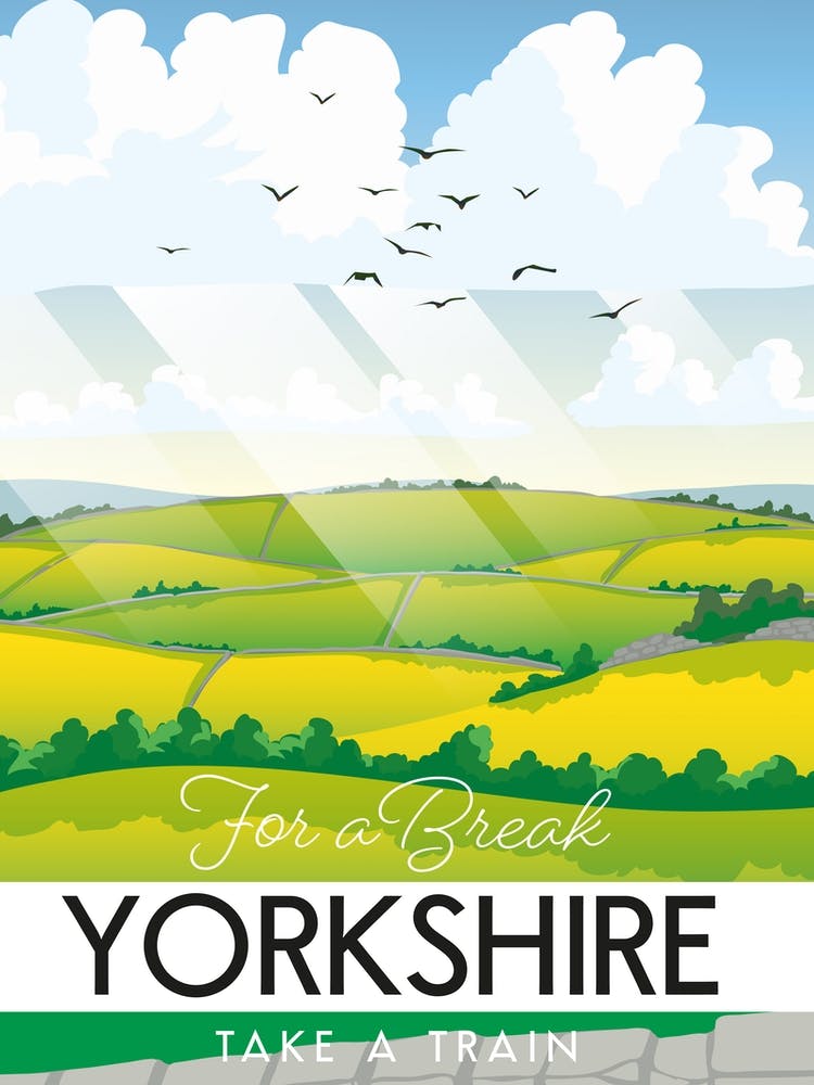 For A Break Yorkshire Take A Train Travel poster