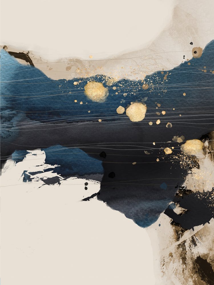 Navy Blue Gold Abstract 1