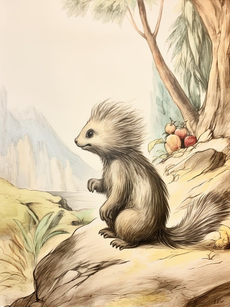 Storybook Animal Watercolour Porcupine 2