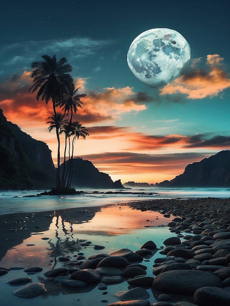 Sea And Moon Art