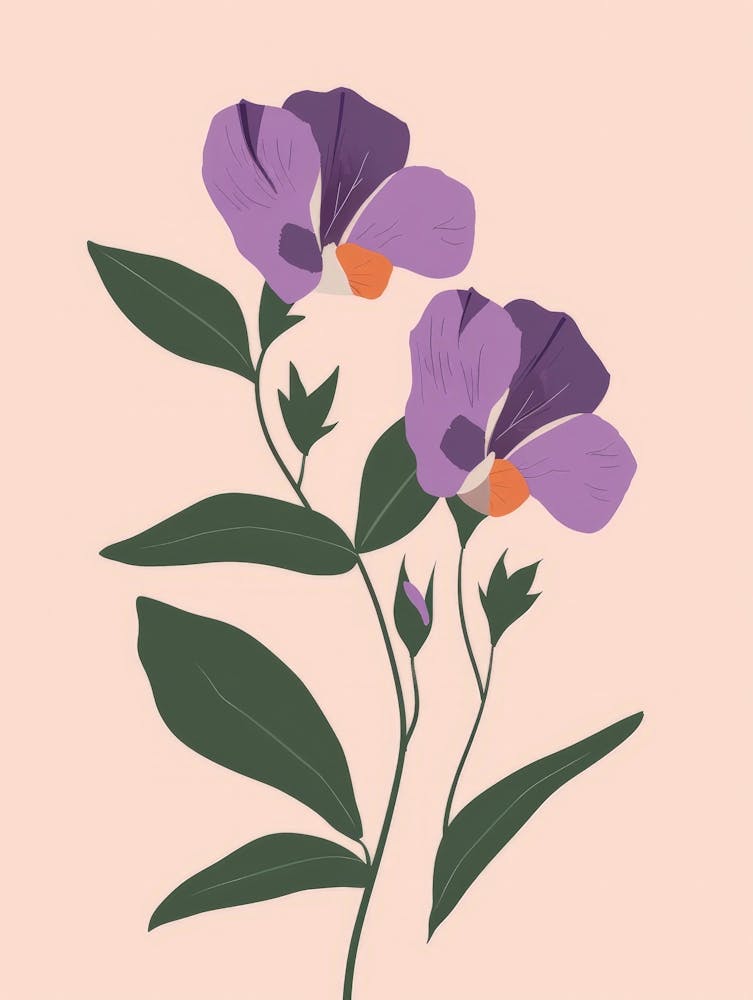 Purple Flowers On A Pink Background