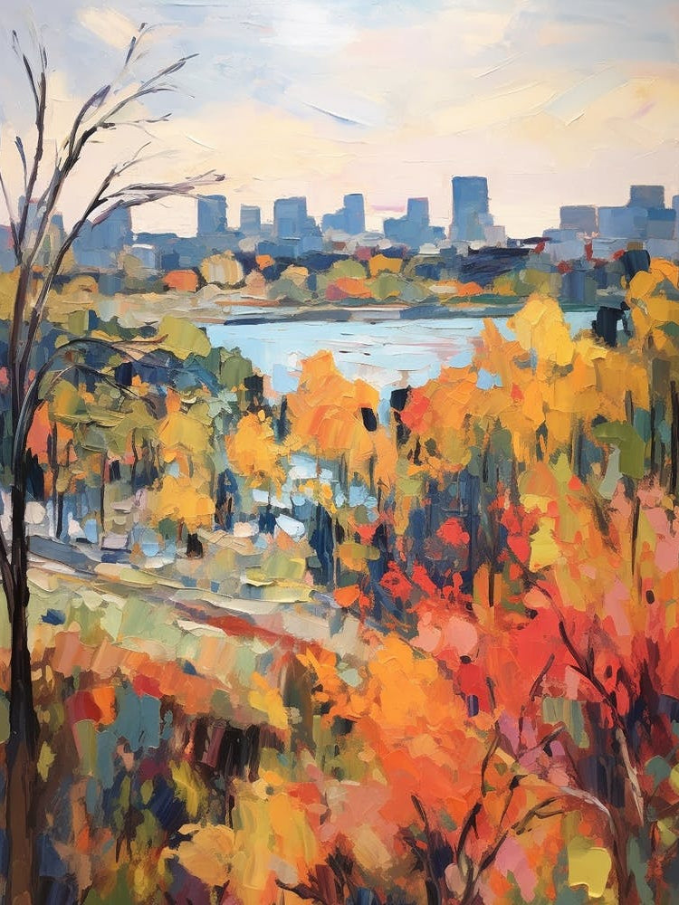 Autumn City Park Painting Echo Park Los Angeles United States 1