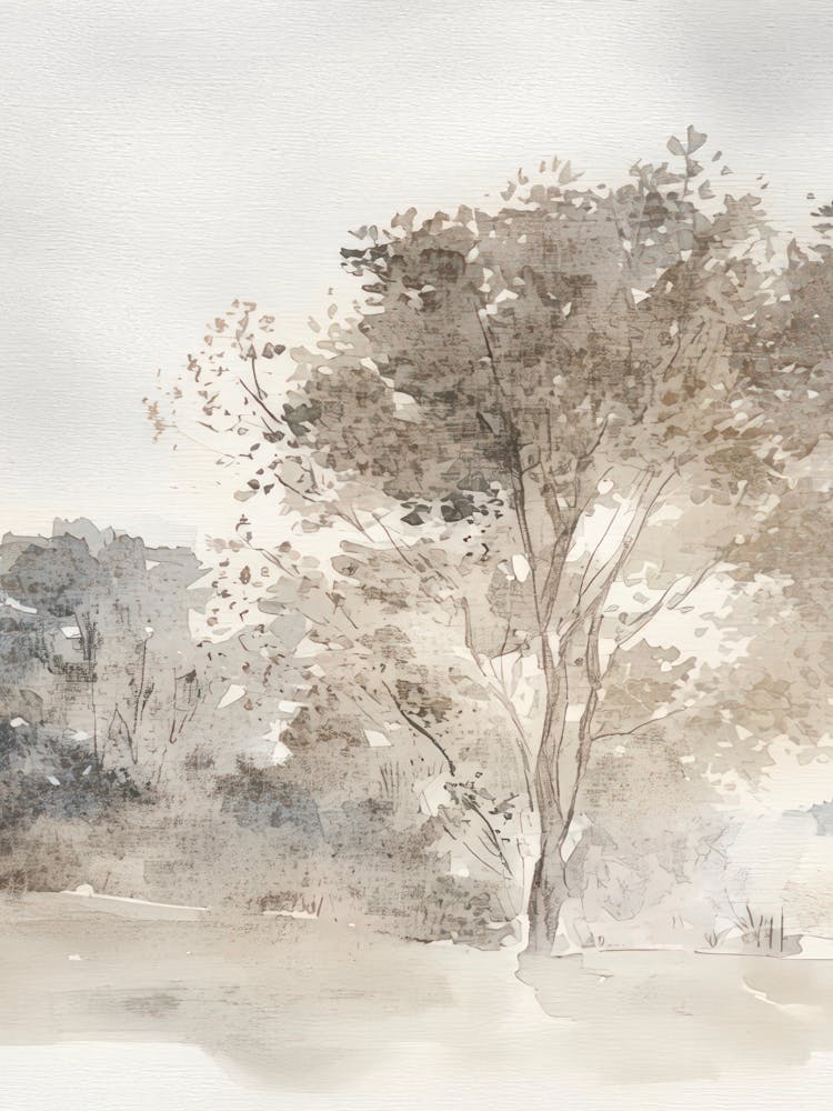 Neutral Landscape Watercolour Tree Vintage 2