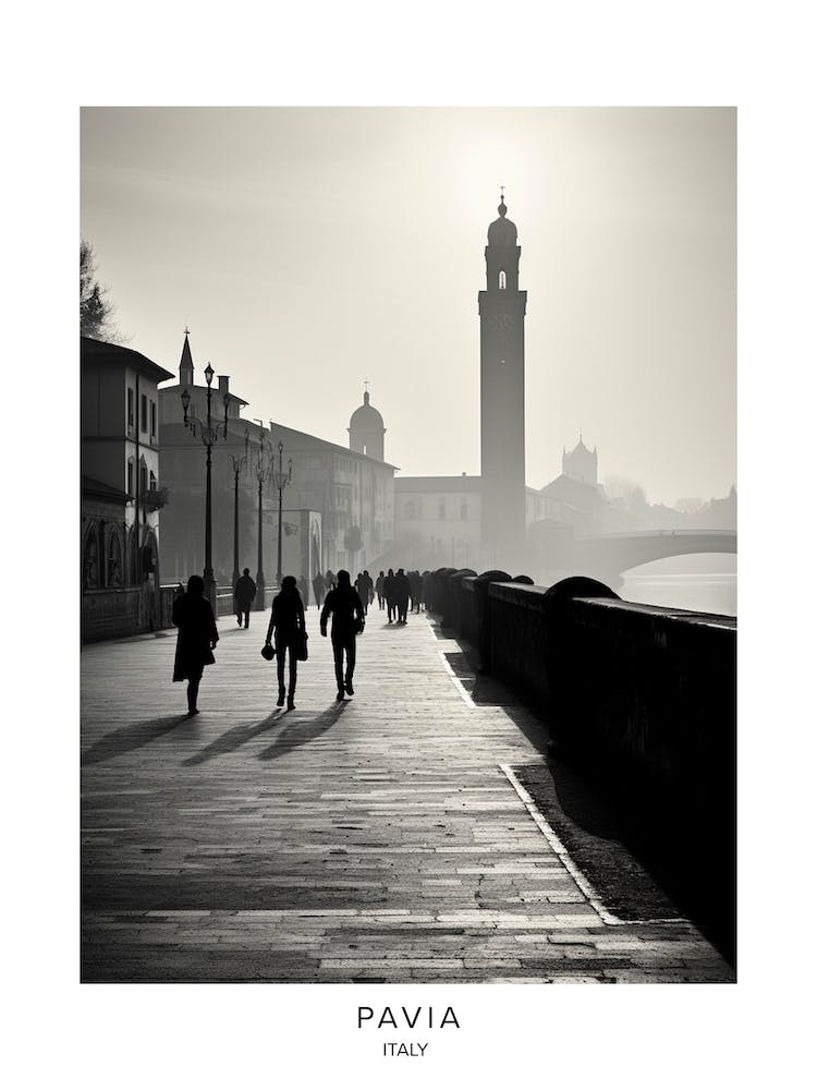 Poster Of Pavia, Italy, Black And White Analogue Photography 4