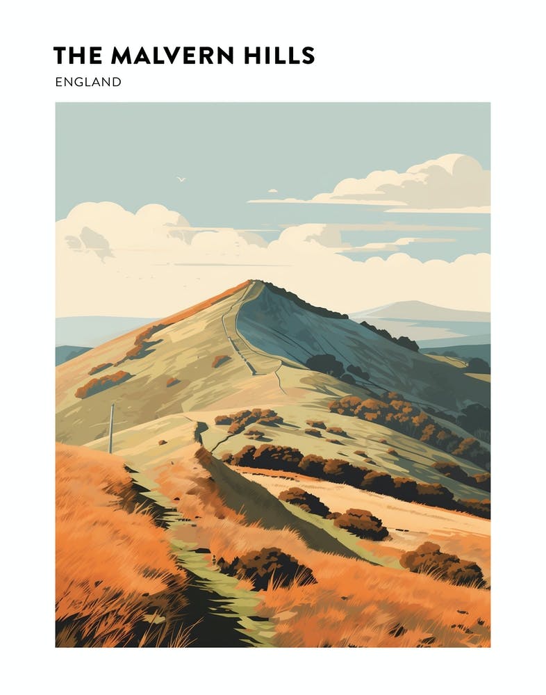 The Malvern Hills England 3 Hiking Trail Landscape Poster