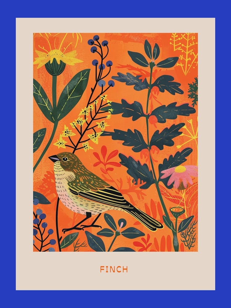 Spring Birds Poster Finch 2
