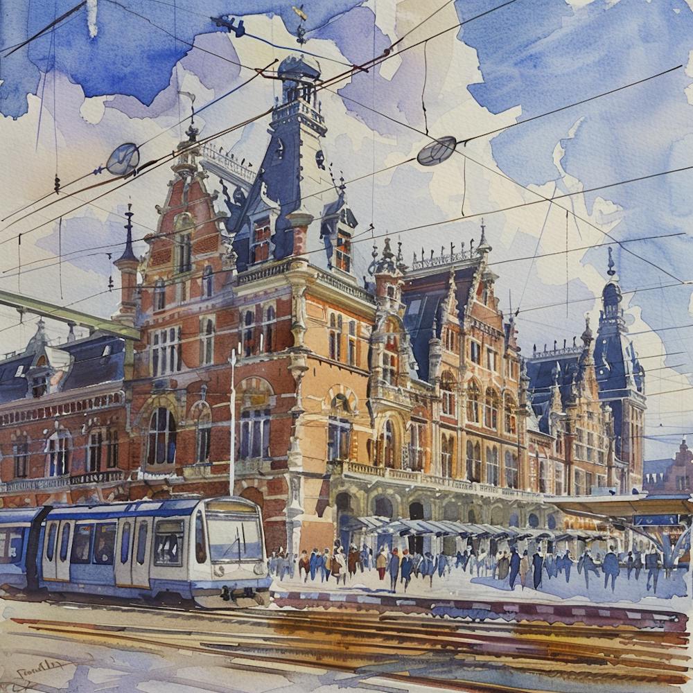 Amsterdam Central Station: Series. Water Colour