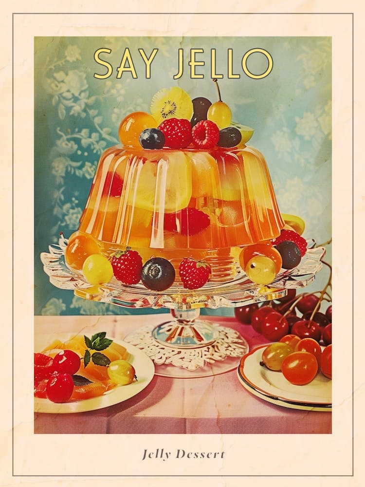 Jelly Dessert Selection Retro Collage 1 Poster