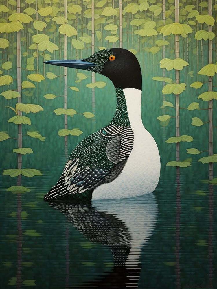 Ohara Koson Inspired Bird Painting Loon 2