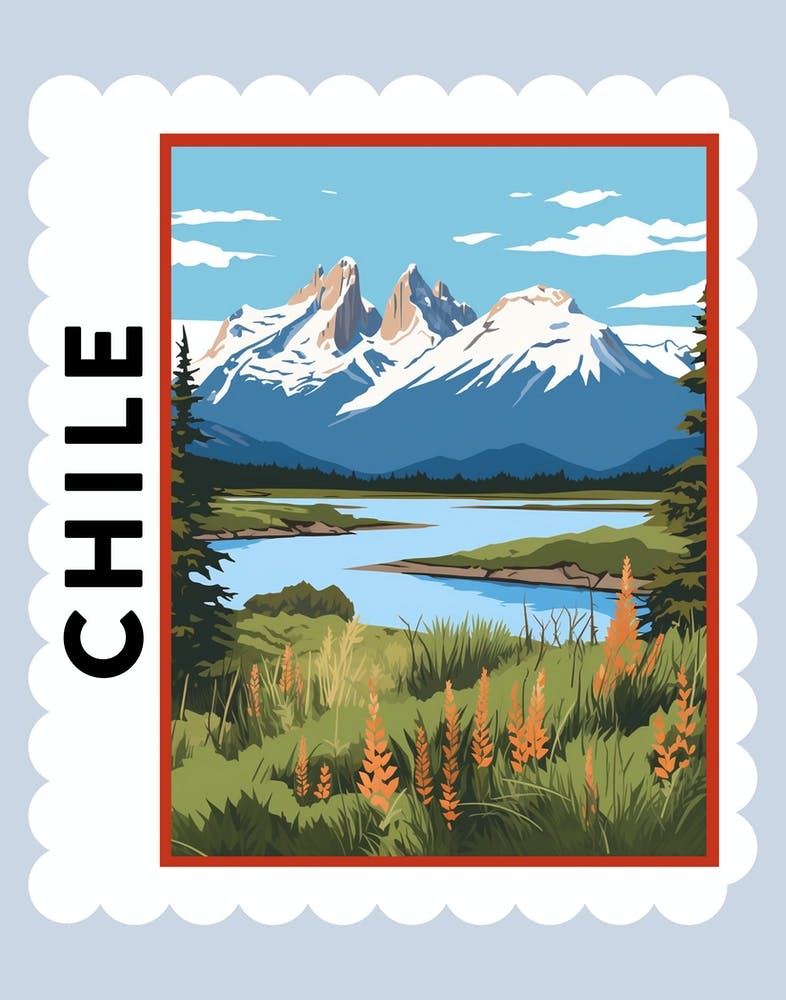Chile 4 Travel Stamp Poster