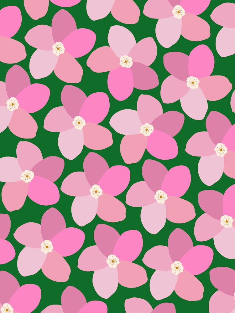 Retro Flower Pink And Green