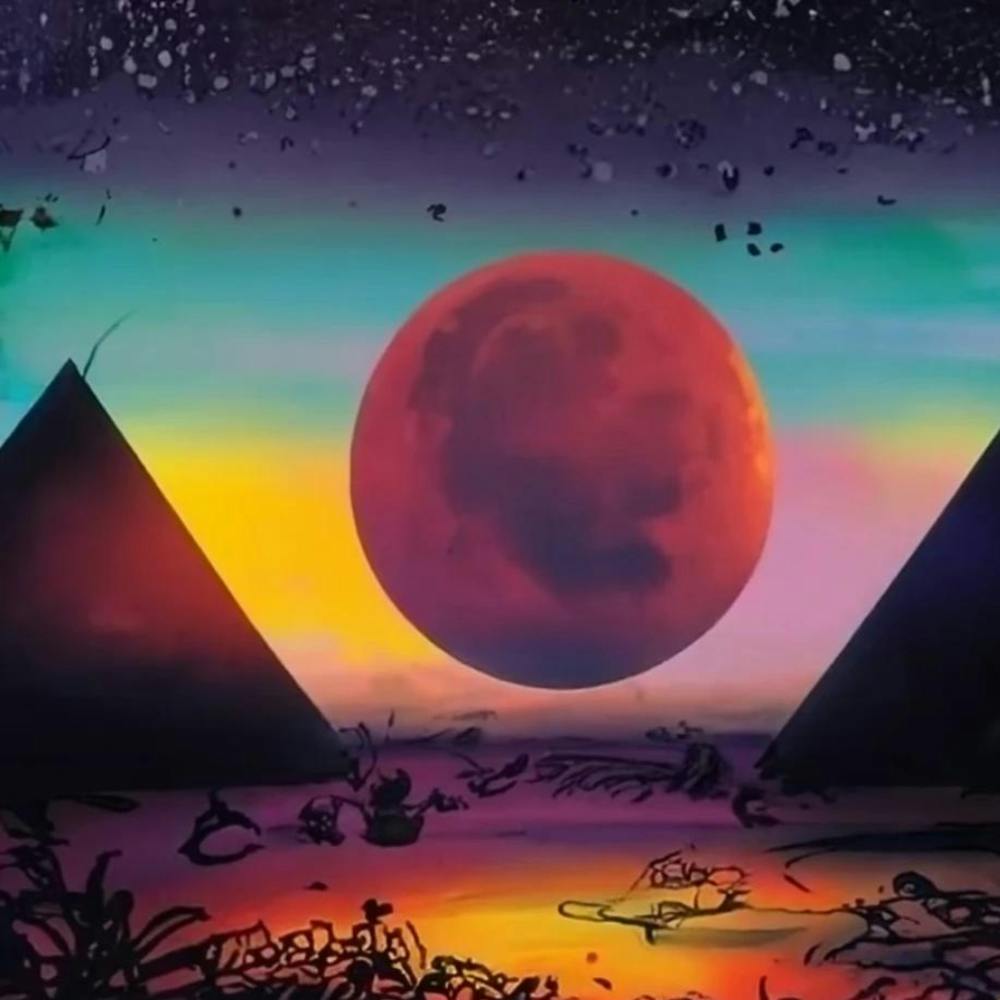 Pyramids And Moon
