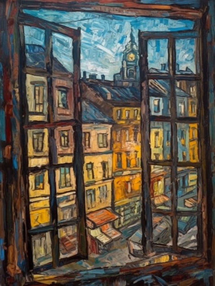 Window View Of Berlin In The Style Of Expressionism 1