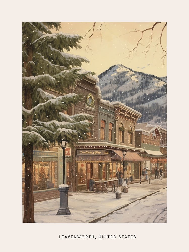 Vintage Winter Poster Leavenworth Washington 1