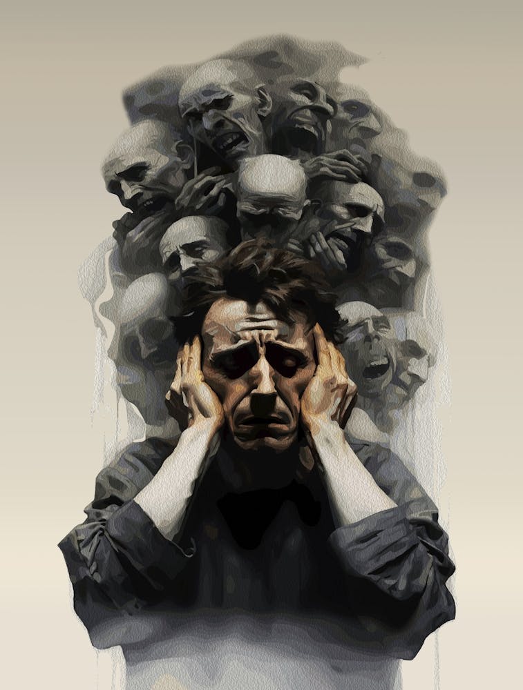 Surreal Scream Wall Art Dark Emotional Abstract Painting Of Inner Turmoil And Anxiety