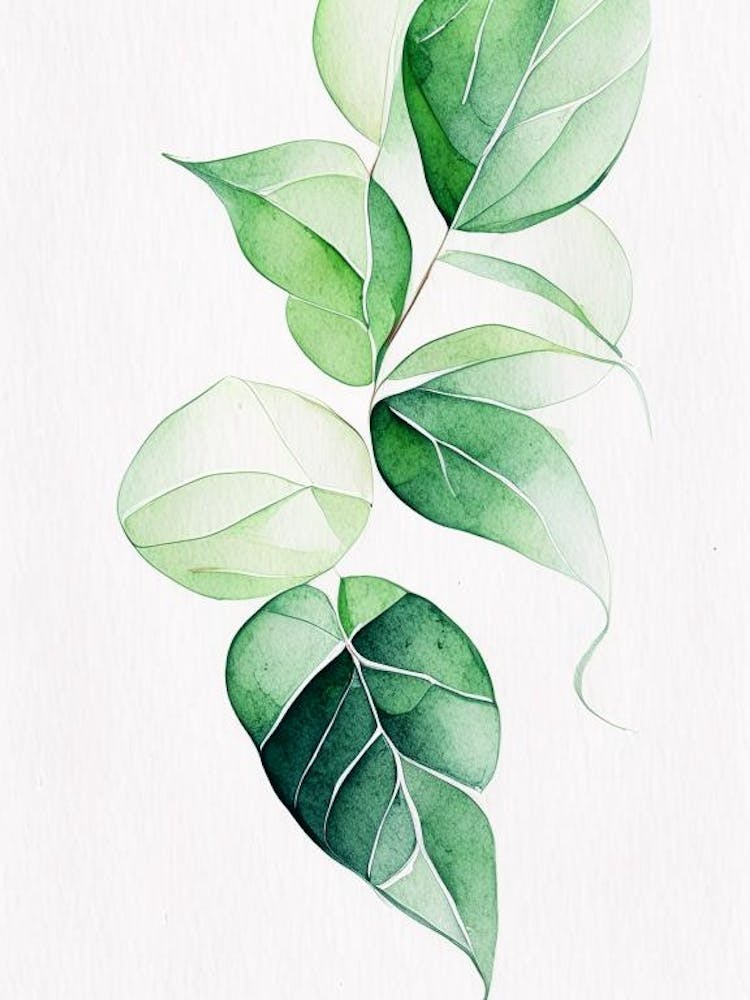Wintergreen Leaf Minimalist Watercolour 4