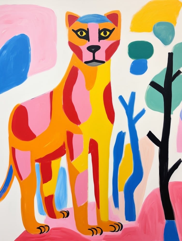Colourful Kids Animal Art Mountain Lion 4