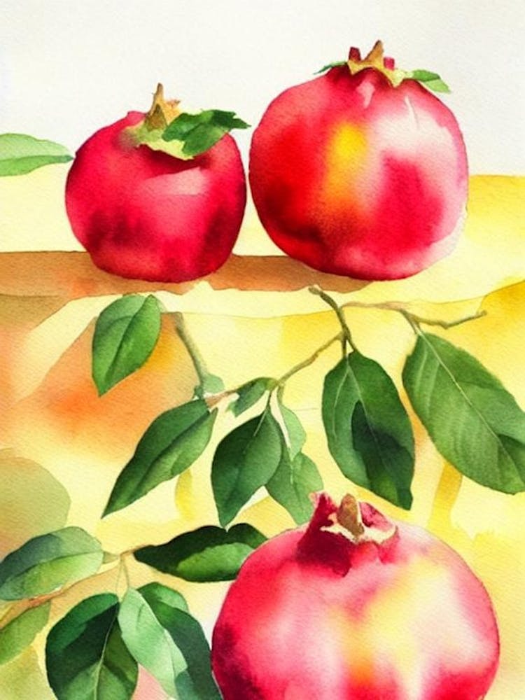 Pomegranate Italian Watercolour fruit