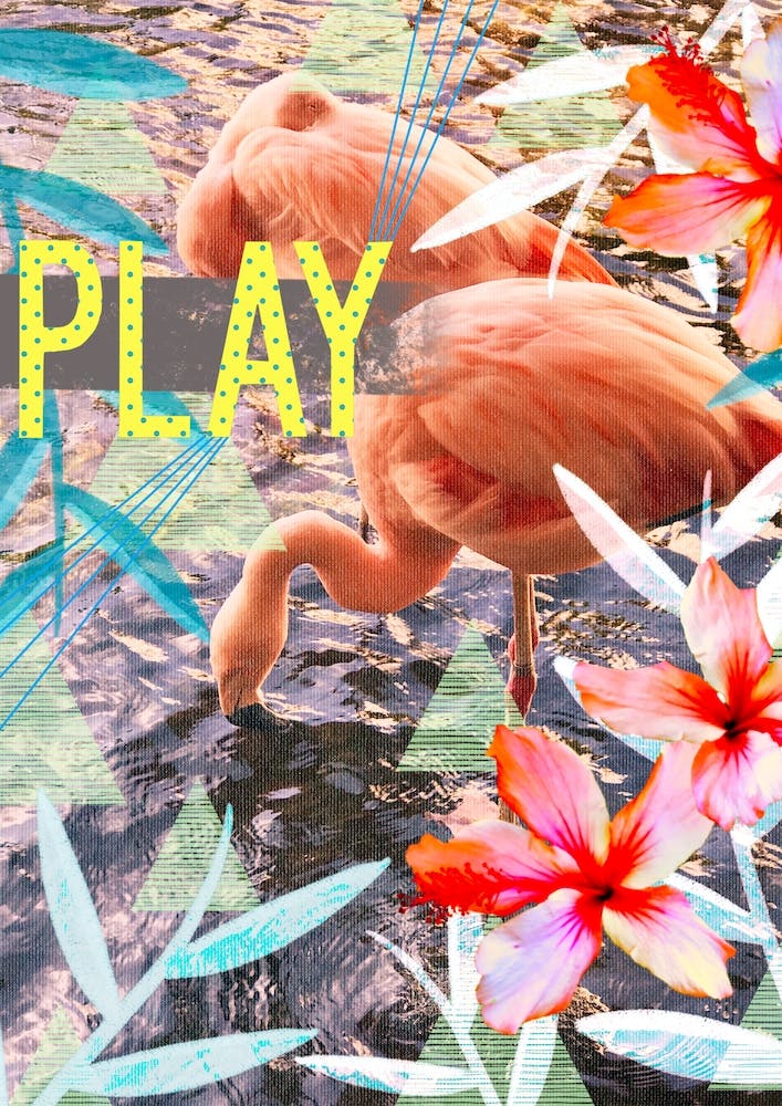 Play Tropical Flamingo Collage