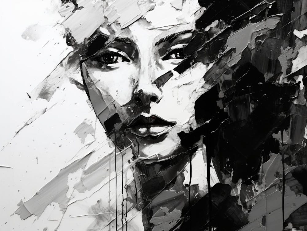 Fractured Identity Abstract Black And White 4