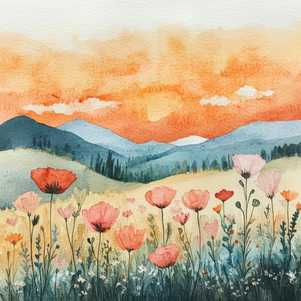 Watercolor Poppies Painting
