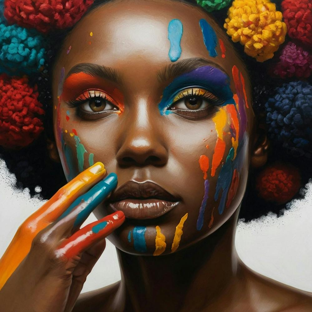 African Woman With Colorful Paint