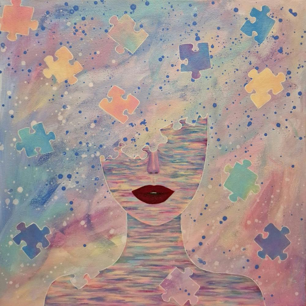 Puzzle Pieces Woman Abstract