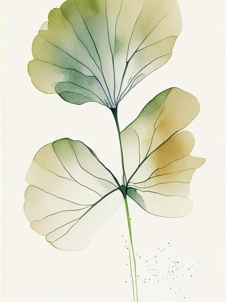 Ginkgo Herb Minimalist Watercolour 2