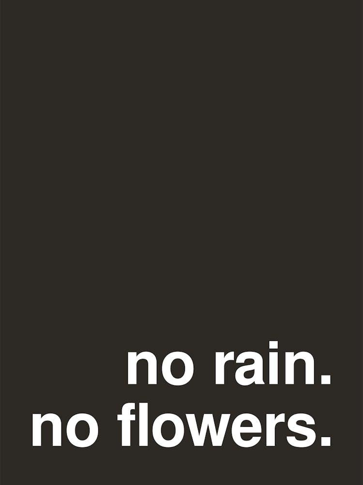 No Rain No Flowers Typographie Audacieuse Noir